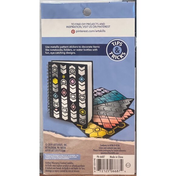 ArtSkills Crafters Closet geometric pattern Stickers Modern Metallics PA-6687 - Picture 3 of 4